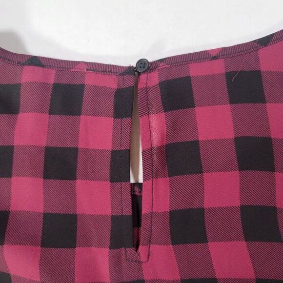 Loft Outlet Women Pink & Black Plaid Lightweight Sleeveless Blouse Size M - Picture 8 of 8